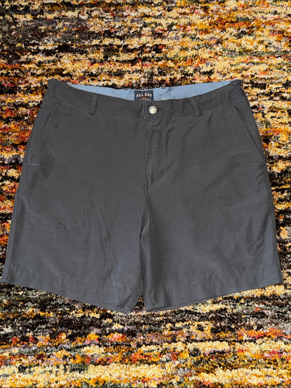 Faherty Dark Grey Flat-Front Men’s All Day Shorts 34